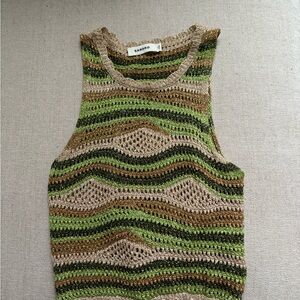 Sandro Earthy Tones Striped Knit Tank Top